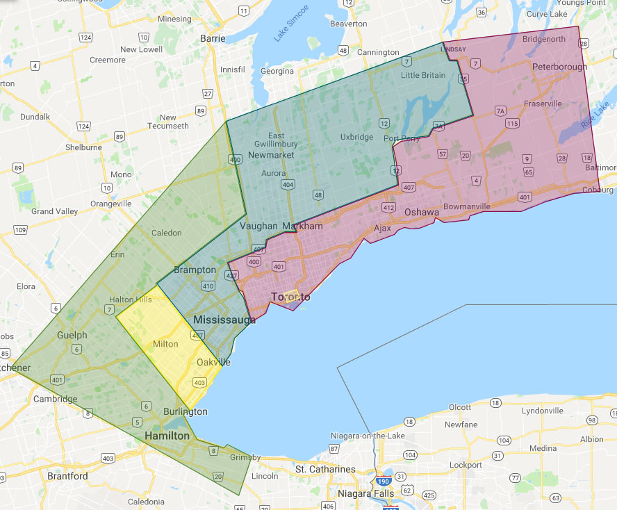 Kawartha Courier delivery service area map